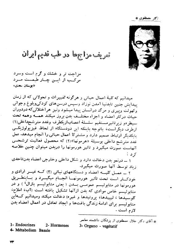تعریف مزاج ها در طب قدیم ایران